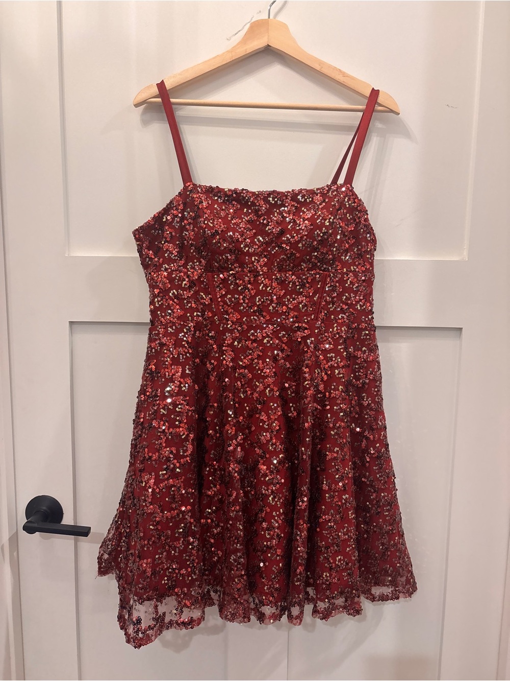 Homecoming City Studio Red Sequin Floral Mini Dress